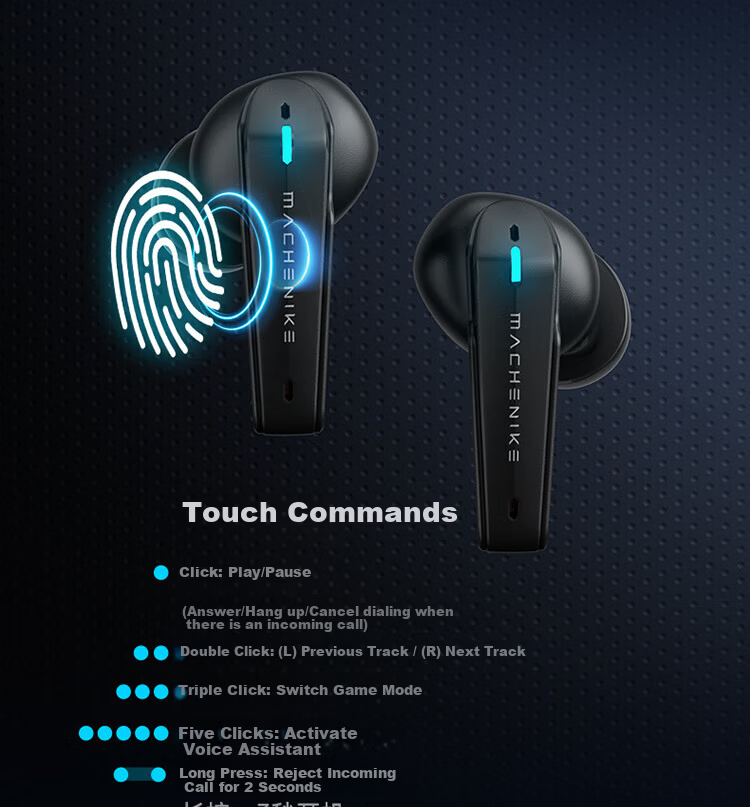 MACHENIKE TH60 Bluetooth Wireless Earbuds Apple Android True Wireless In-Ear Bluetooth 5.4 Sports Earphones Long Battery Life High-Quality Sound White 12