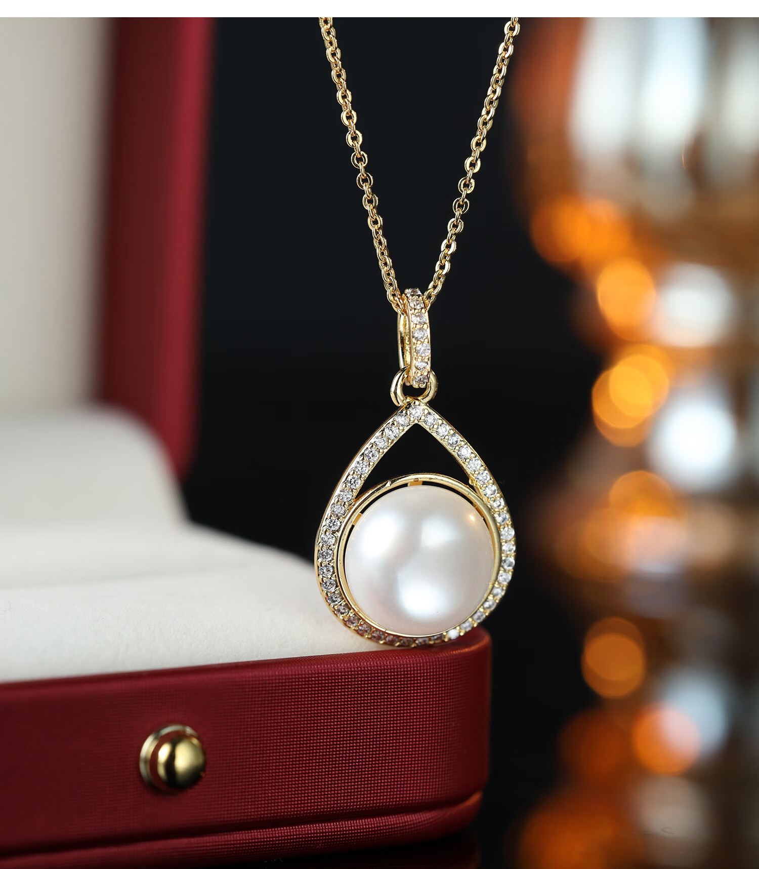 Demi Near Round 6-7mm with 8mm Red Agate Freshwater Pearl Necklace Pendant Birthday Gift for Girlfriend Wife 7