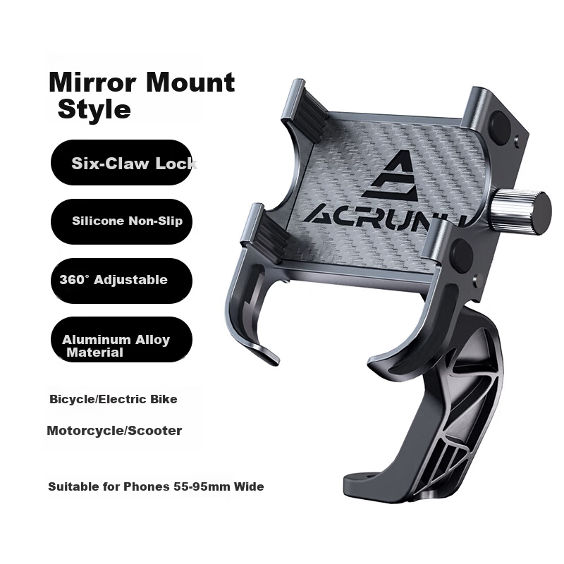 ACRUNU Carbon Fiber Pattern Bicycle Phone Holder Aluminum Alloy Handlebar Road Mountain Bike Navigation Mount Mirror Base Model