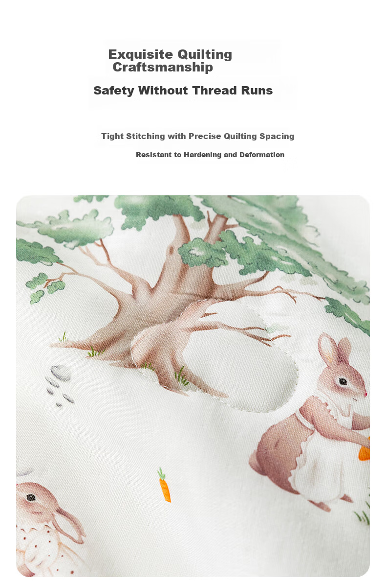 Hengyuanxiang Cotton Quilt A-Class Antibacterial 100% Cotton Double-Layer Gauze Summer Quilt Air Conditioning Quilt Carrot Little Rabbit 1.2*1.5m 11