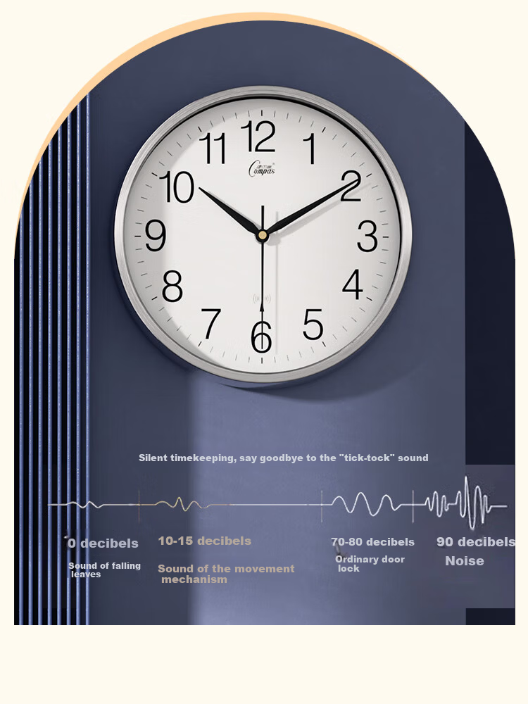 Compas Radio-Controlled Clock with Automatic Time Synchronization, Simple Wall Clock for Living Room, Exam Room, Wall-Mounted Clock, 2731 Black 35cm 5