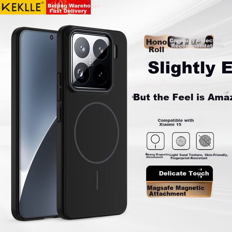 KEKLLE Xiaomi 15 Case Magnetic Wireless Charging Matte Anti-Drop Protective Cover Midnight Black