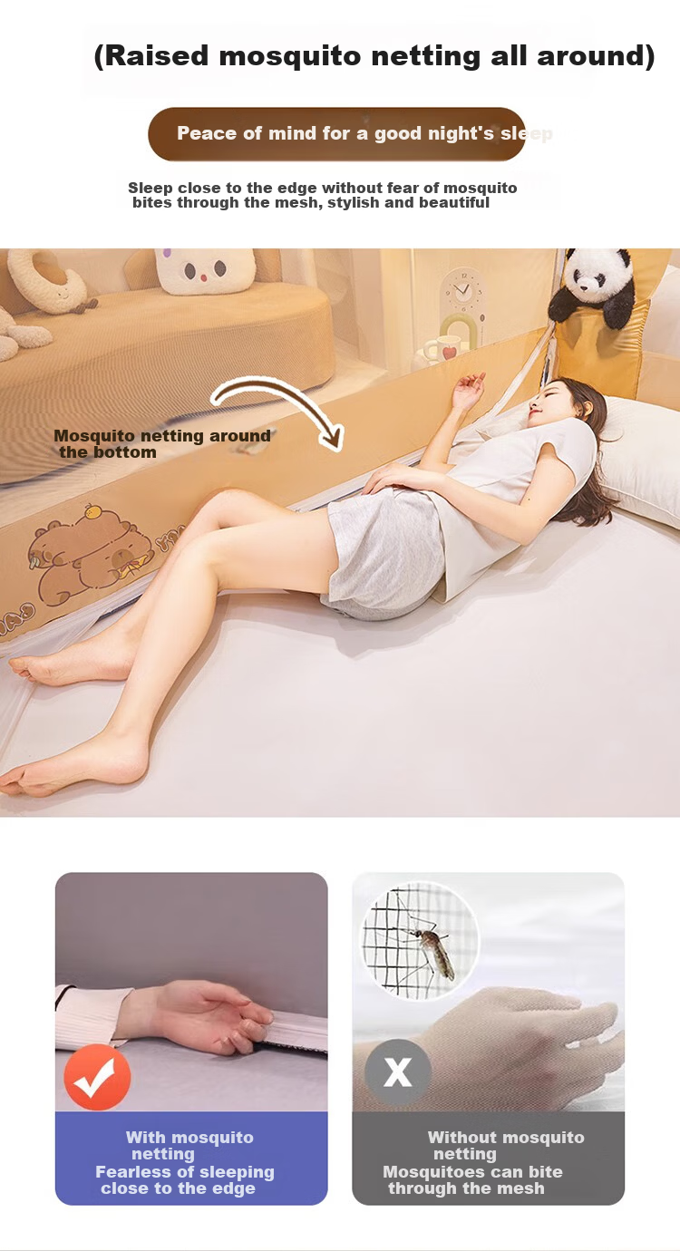 MUJI Class A Baby Crib Mosquito Net with Anti-Fall Bumper, Three-Door 1.8×2m with Reinforced Frame 17