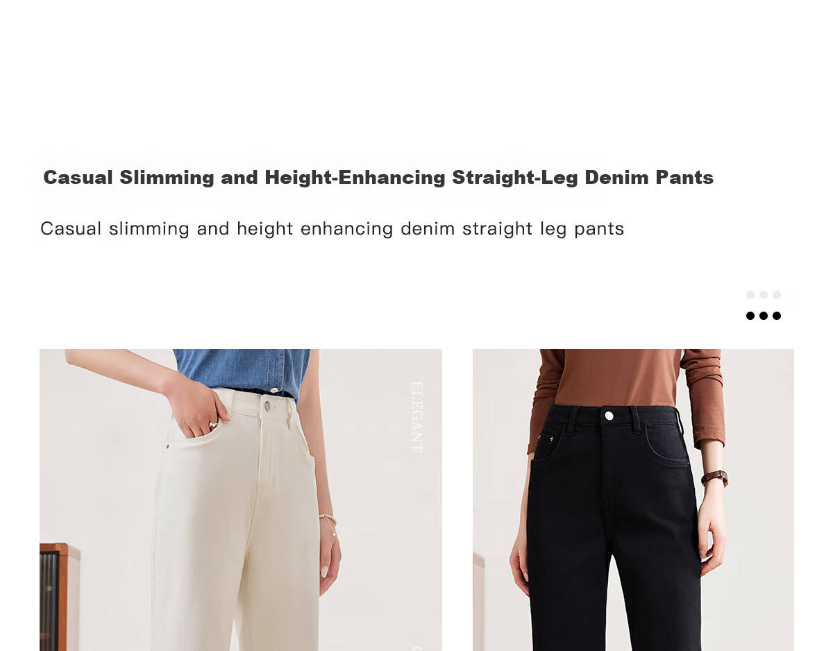 PinCai Women's Spring Autumn Black Straight Leg Slim High Waist Casual Jeans P143N1009 3
