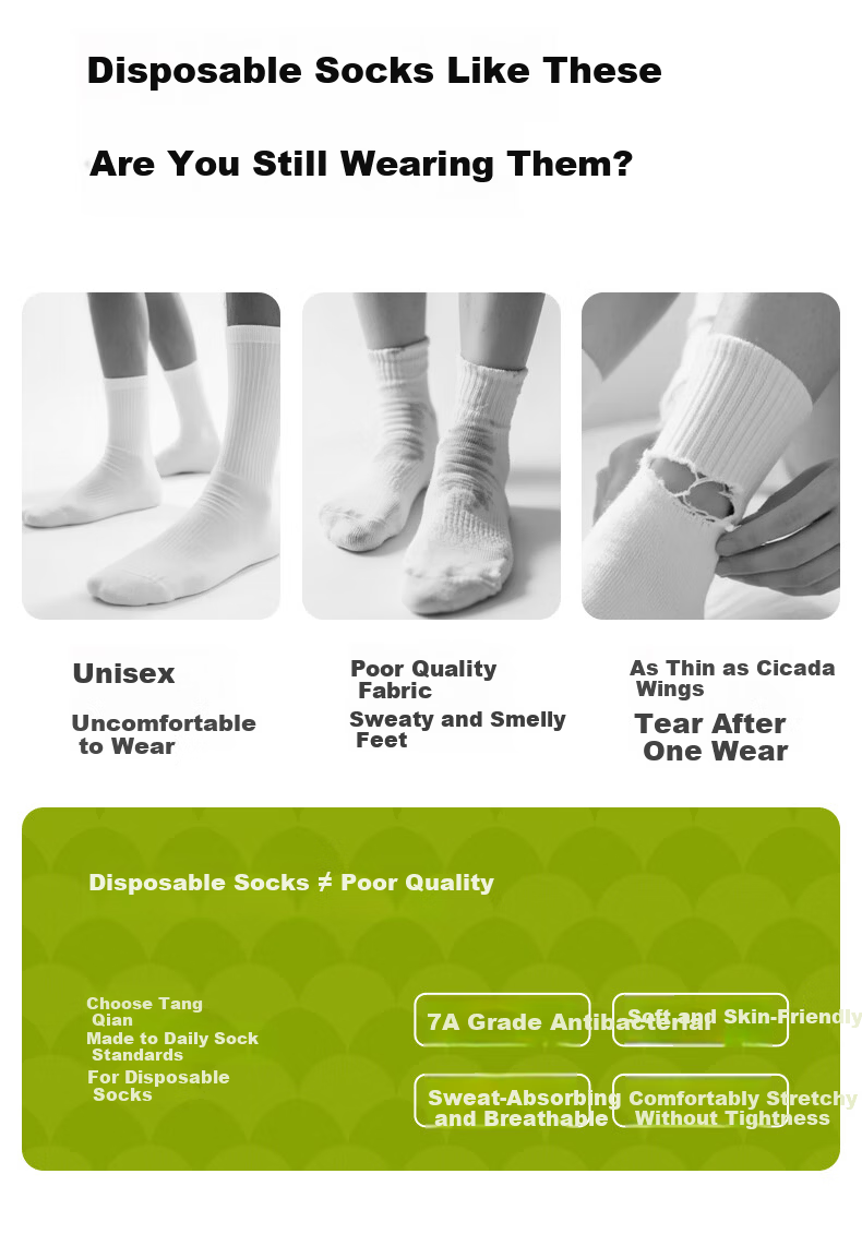 October Crystal Tang Qian Disposable Women's Short Socks Travel Antibacterial Breathable Sweat-Absorbing [5 Pairs] 3