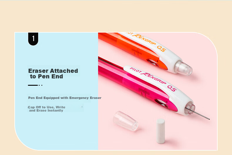 PILOT [Best-Selling Product] Leicai Mechanical Pencil 0.5mm Children's Pencil for First And Second Grade Elementary School Students Writing Pencil with Eraser Stationery Transparent Purple (Pencil Refills Included) HRG10RCV5 7