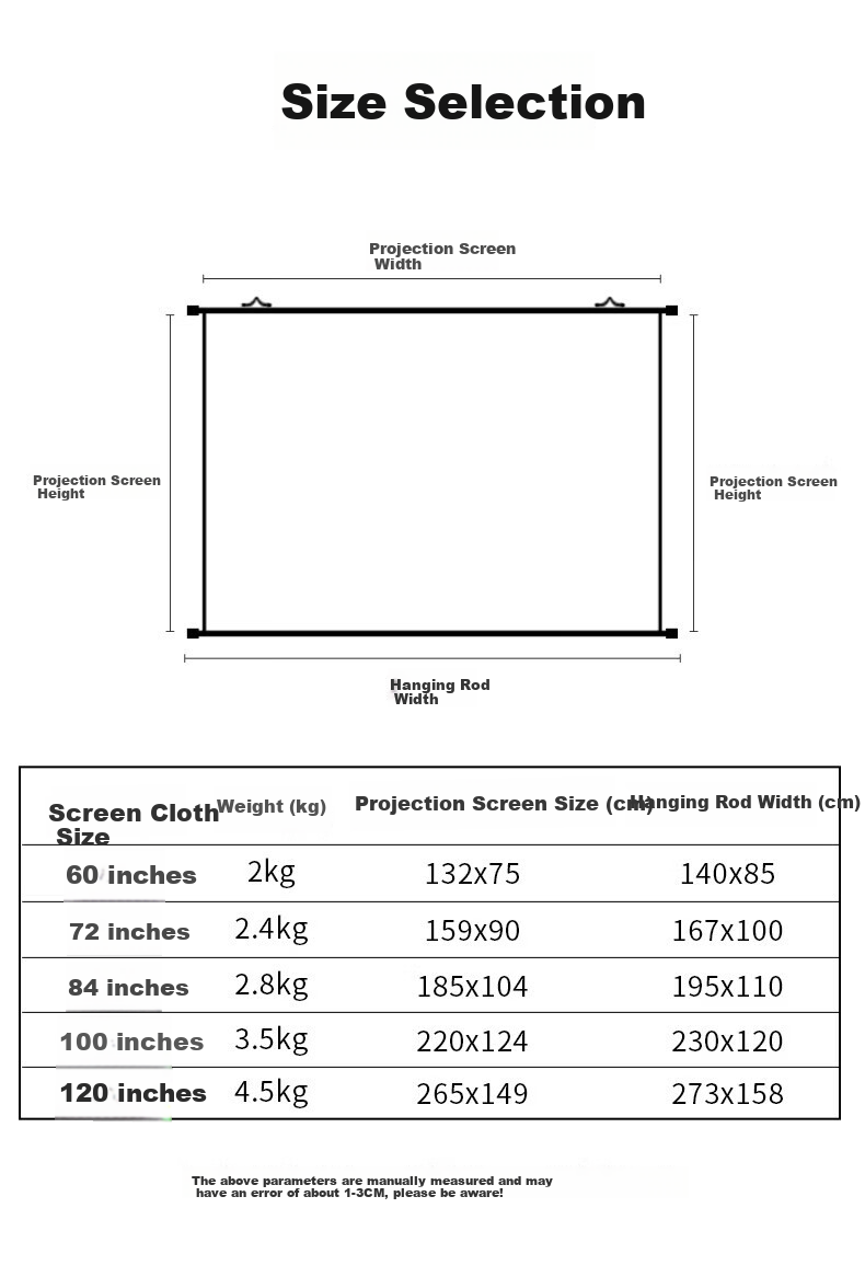Kuaiduo House 60-Inch 16:9 Photon Wall-Mounted Screen Anti-Light Projection Screen 8K HD Compatible with Three-Color Laser Projectors [No Drilling] for Office and Home Use Compatible with XGIMI, JmGO, 3