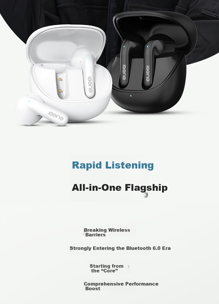 IGene [AI Translation + Conference Summary] 2026 New Smart Bluetooth Earphones, Semi-In Wireless, for Music And Gaming, Low Latency, Compatible with Huawei, Xiaomi, OPPO, OnePlus, Vivo 4
