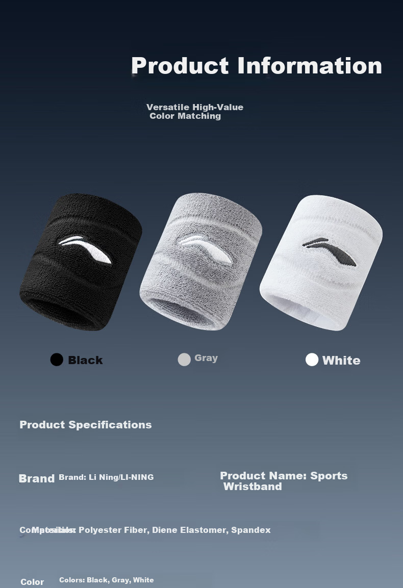 LI-NING Sports Wristband Sweat-Absorbing Wrist Wrap for Badminton Basketball Volleyball Tennis Tendonitis Wrist Injury Support 12
