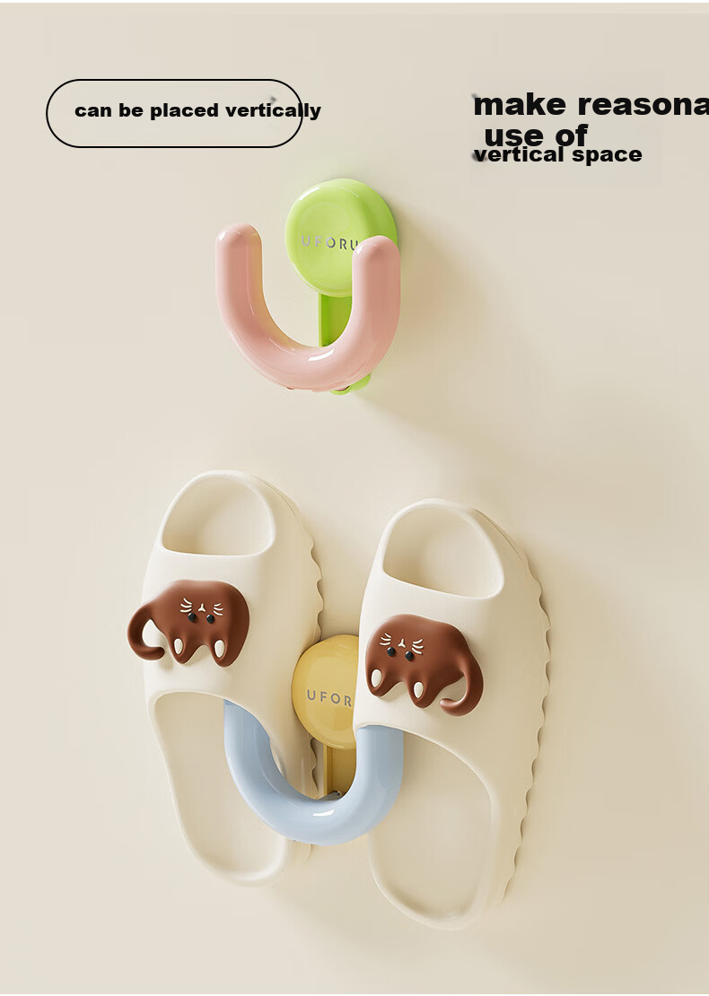 Dopamine Suction Cup Slipper Rack Wall-Mounted No-Drill Shoe Storage Organizer Home Bathroom Drainage Slipper Holder 6
