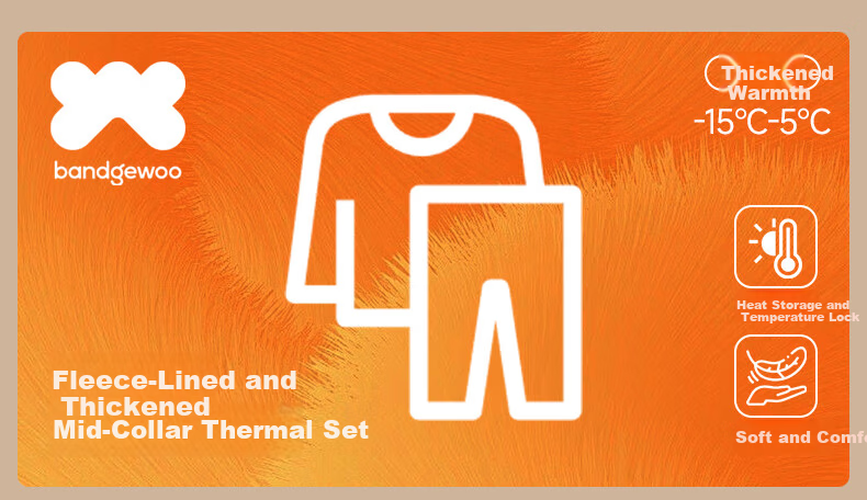 Bandgewoo Fleece-Lined Thickened Thermal Underwear Set for Men, German Velvet Mid-Neck Autumn Shirt and Pants, Middle-Aged and Elderly Heat Retention, Cold Resistant to -40°C 1
