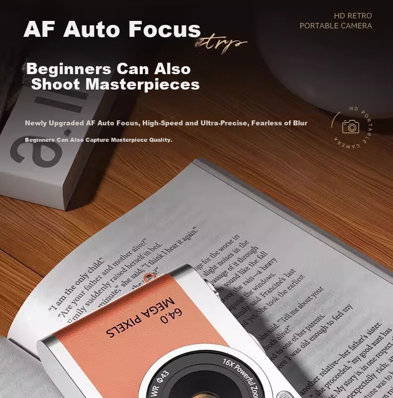 Black Cat Diary DK17 Digital Camera CCD Student Retro Campus Mini Camera Handheld Vlog Entry-Level Shooting Y03 Kids Card Instant Portable Photo Toy Gift Brown 64G 13