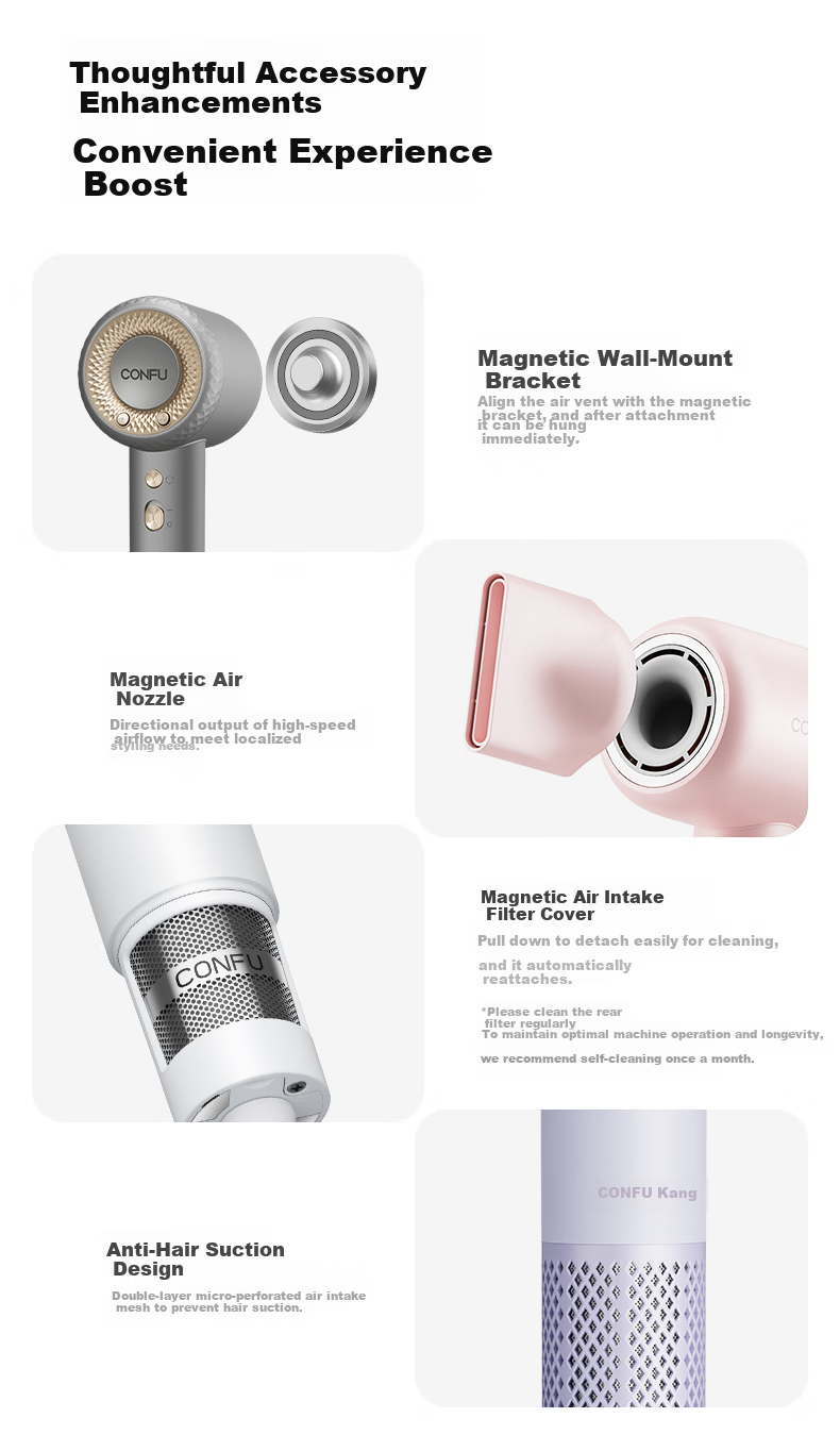 CONFU High-Speed Hair Dryer 5 Billion Plasma Home Use High Power Strong Wind Fast Drying Birthday Gift for Girlfriend F9Pro Titanium Gray Gift Box Edition 14
