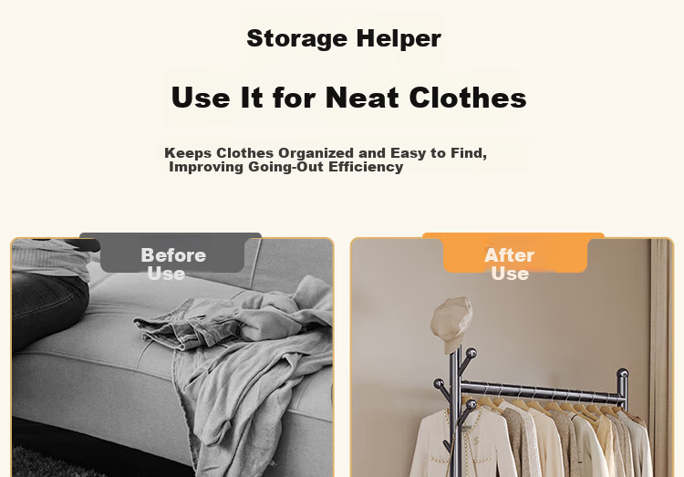 Yicai Nianhua Floor Clothes Rack Garment Hanger Storage Rack Bedroom Coat Rack Dormitory Simple Clothes Rack Balcony 1257GY 4