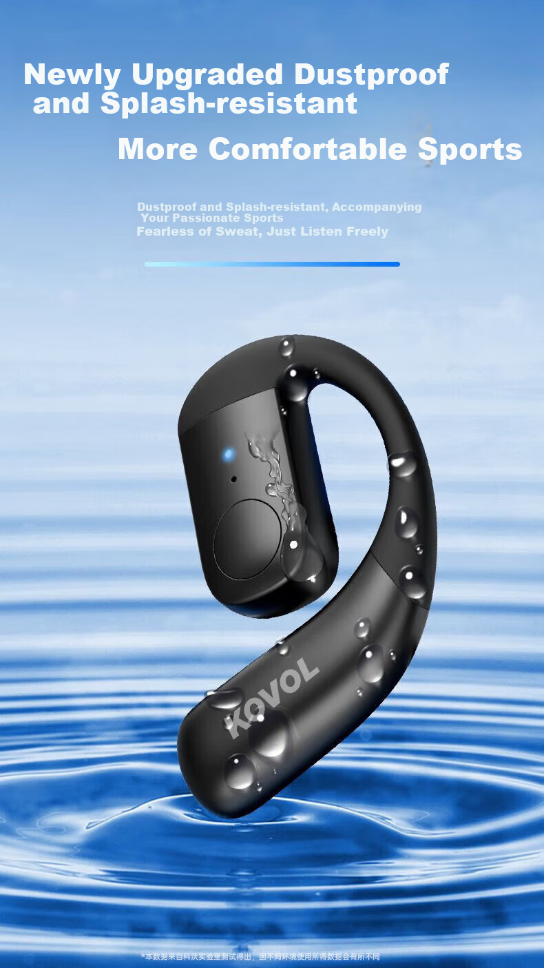 KOVOL [2025 Berlin Sound] Ear-Hook Bluetooth Headphones, Bone Conduction Concept, Non-In Open-Ear Design, True Wireless Running Sports Earphones, Ultra-Long Battery Life 7