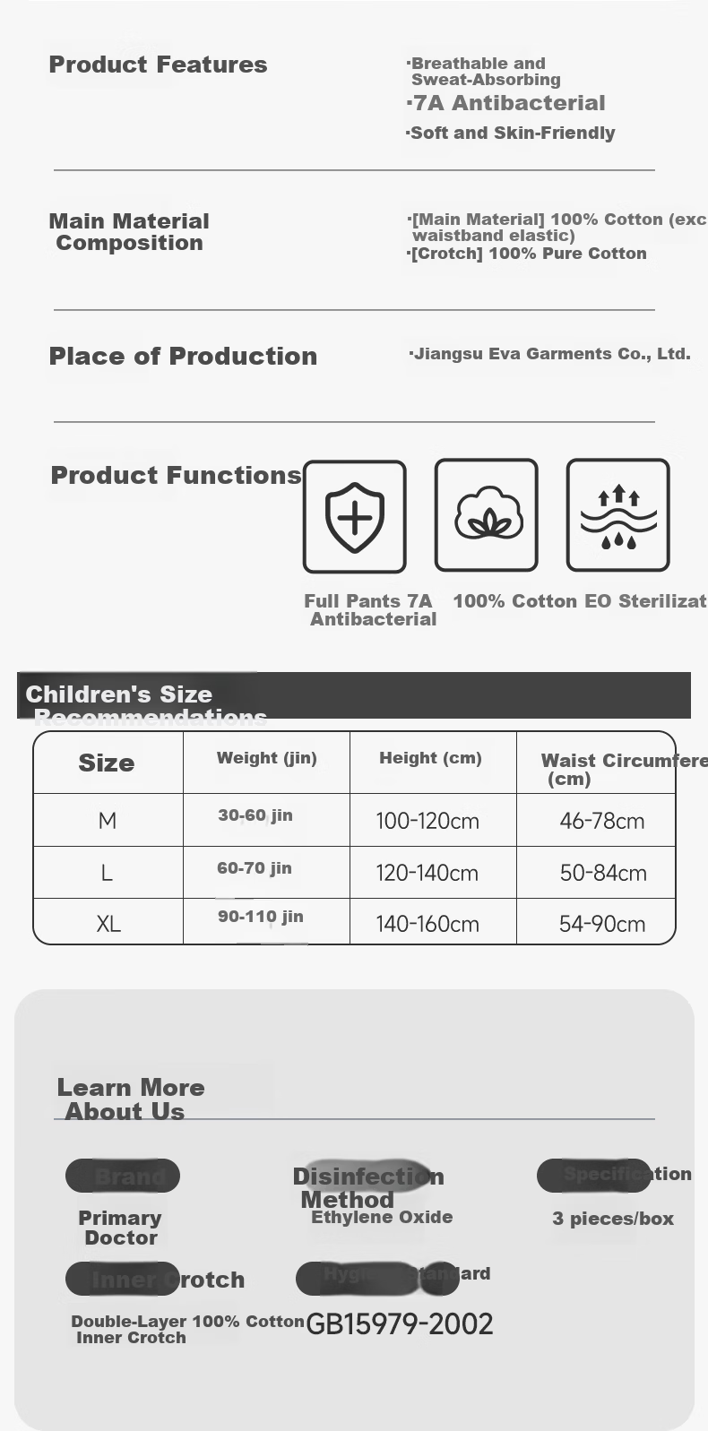 Chuyisheng Disposable Cotton Children's Girls Sterilized Travel Wash-Free Daily Use Shorts Kids Triangle Underwear Large Size 5