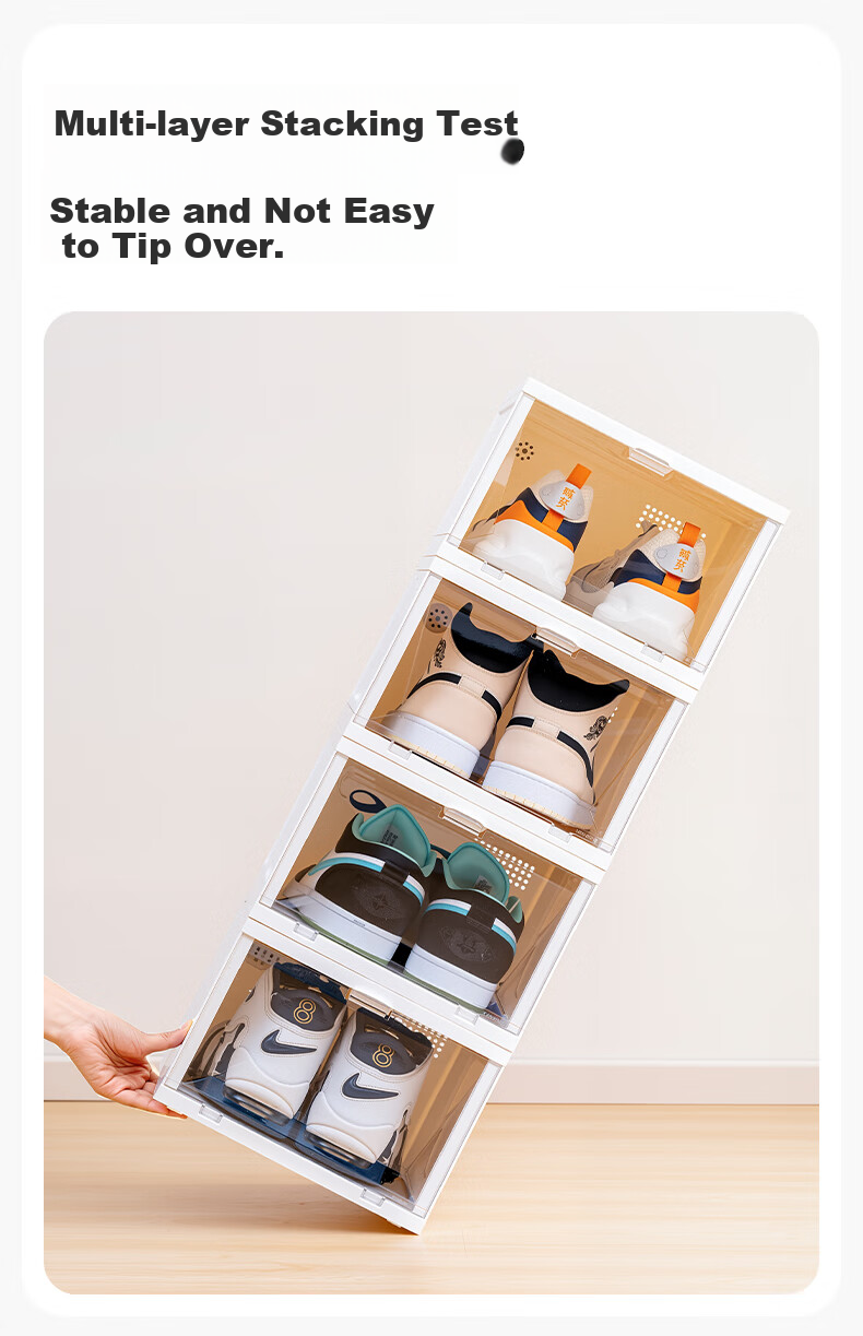Xitianlong Flip-Top Shoe Box Functional Storage Box, Shoe Cabinet Doorway Entryway Cabinet Stackable Combination Shoe Cabinet, Transparent, 8-Pack 8