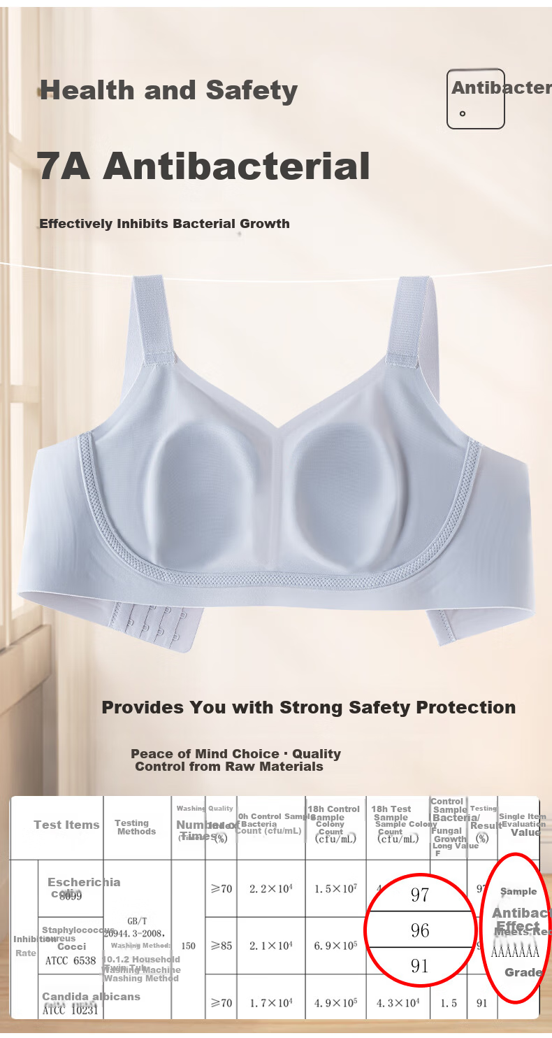 FINSEECH Seamless Lightweight Sports Bra Large Cup Minimizing Lifting Shaping Bra Light Gray Blue 90BCD 6