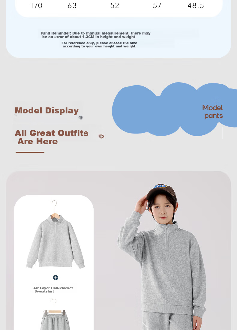Baleno Boys' Pullover Hoodie Spring Autumn 2025 Half-Zip Casual Top Kids' Mid-Large Child Autumn Stand Collar Jacket 9