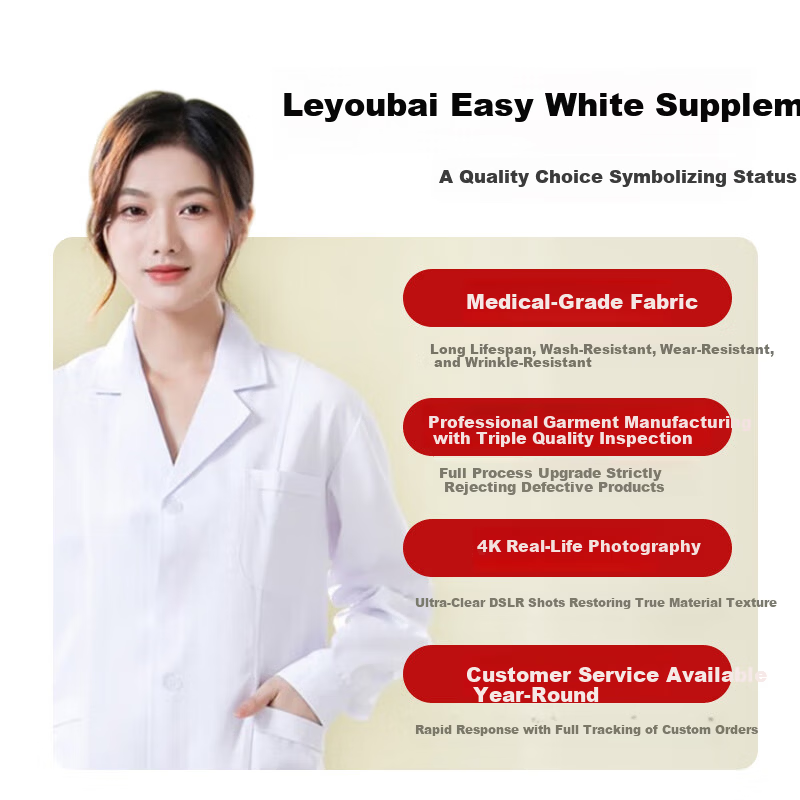 Leyoubaiyi Elastic Cuff Long Sleeve White Lab Coat Thickened XL Size Unisex Student Chemistry Experiment Workwear