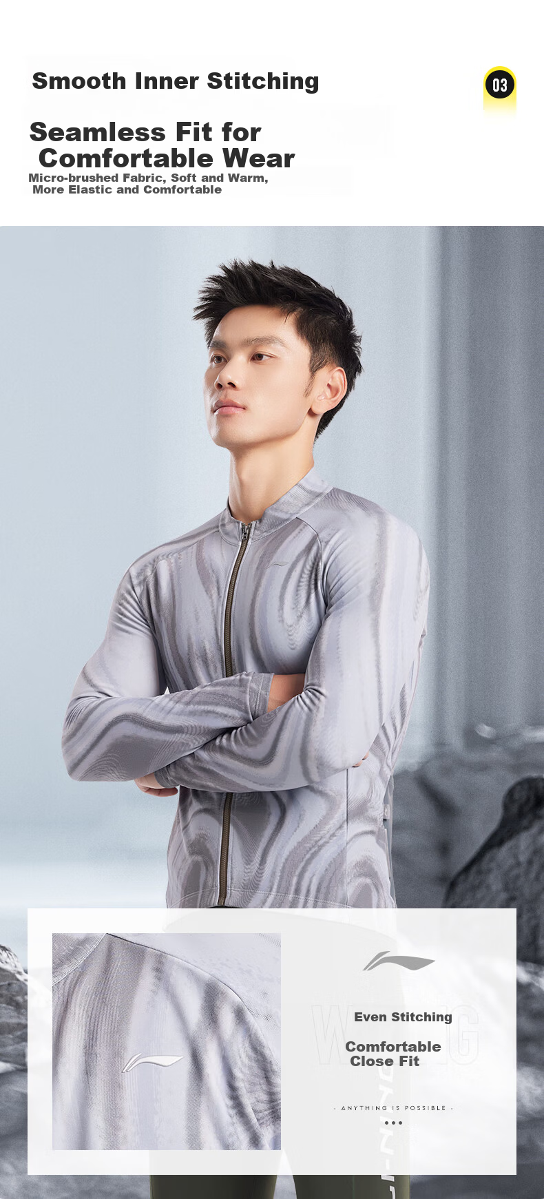 LI-NING Winter Fleece Cycling Jacket Warm Long Sleeve Road Mountain Bike Windproof Jacket Gear 5