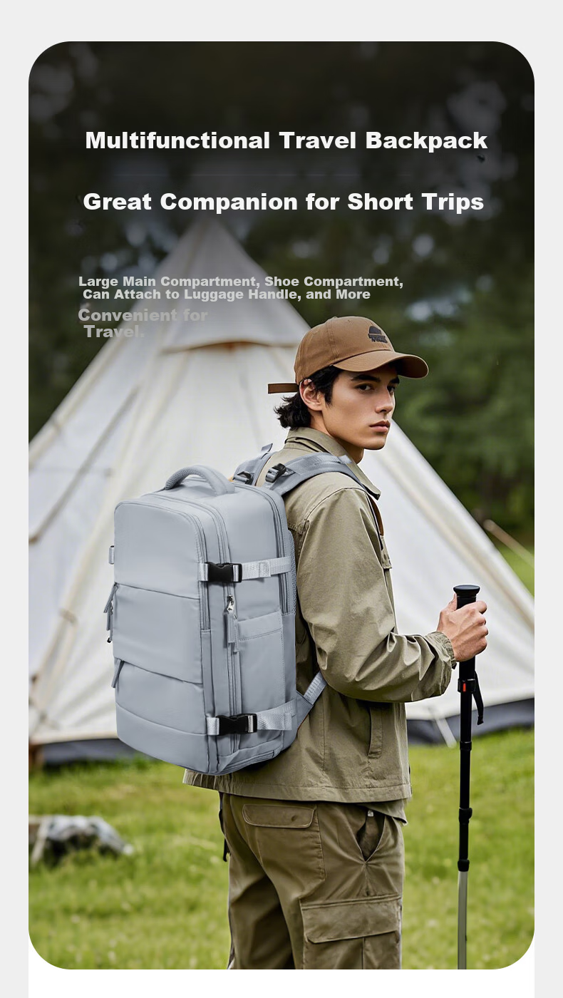 Landcase Backpack Travel Bag Men Large Capacity Double Shoulder Bag Women Multifunctional Laptop Bag Short Trip Business Luggage Bag 1637 Gray Blue 11