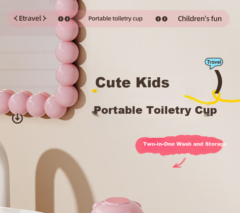 Etravel Children's Toiletry Cup Set with Mouthwash Brush, Toothbrush Cup, Toothpaste And Toothbrush, Cute Cartoon Design [Includes Children's Toothbrush And Toothpaste] 1