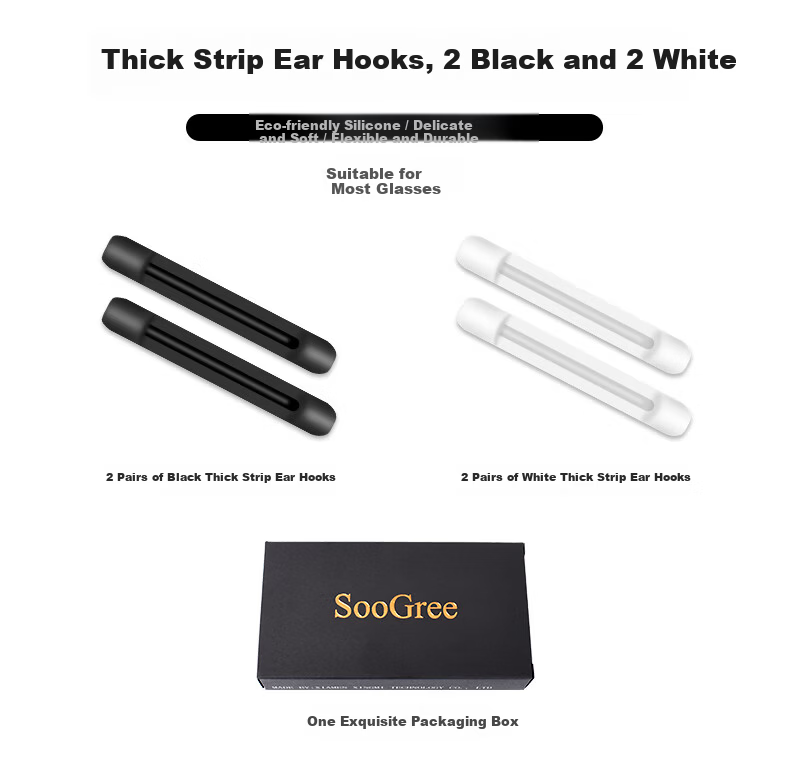 SooGree Anti-Slip Silicone Ear Hooks Replacement Eyeglass Temple Tips Accessories 23