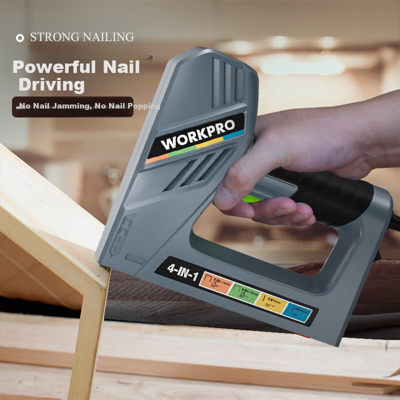 WORKPRO Electric Nail Gun Stapler T-Nails U-Nails Woodworking Strip Nails Gun Four-in-One Household Plug-in Model