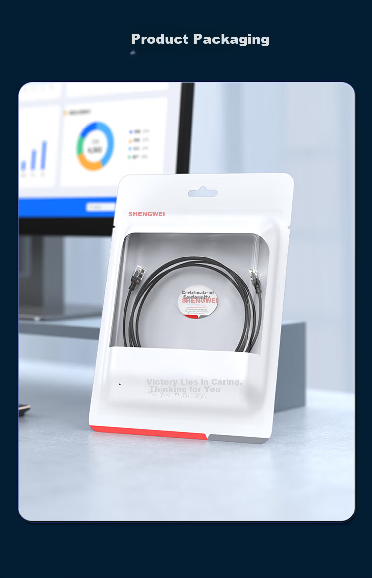 Shengwei Cat6A Ultra-Thin Pure Copper Ethernet Cable, 10Gbps Finished Network Patch Cord, 5m ALC9050G for Home Computer Broadband Gigabit Compatible 14