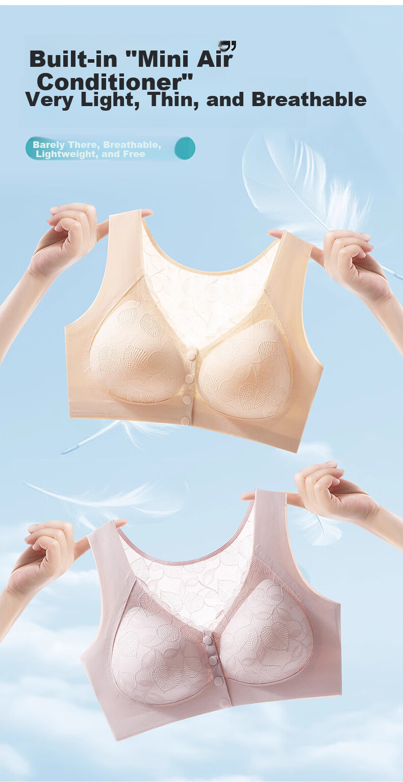 LangSha Women's Maternity Front Closure Bra Middle-aged and Elderly Vest Wireless Large Size Seamless Sports Bra Beautiful Back 6
