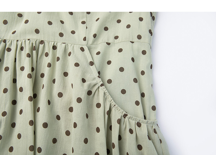 Demana Oxygen Pure Cotton Summer Sweet Polka Dot Colorblock Tie V-Neck Puff Sleeve Waist-Cinched Dress for Women Premium Quality 13