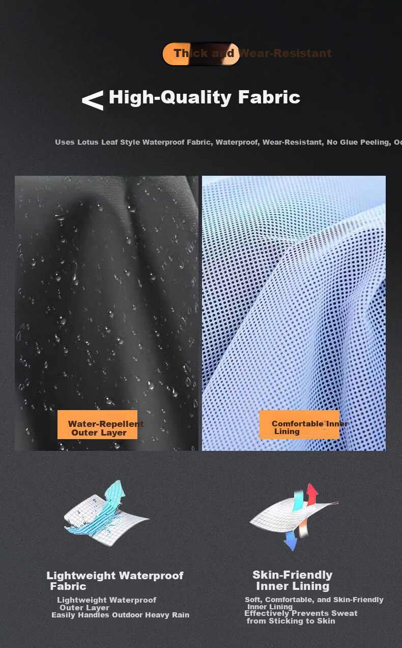 Artiya Chun Yafang Two-Piece Reflective Raincoat and Rain Pants XXL Black Hooded 9