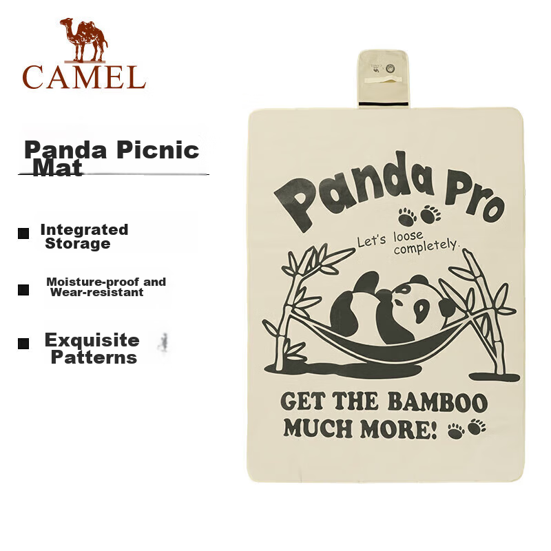 CAMEL Outdoor Picnic Mat, Moisture-Proof Pad, Portable Waterproof Thickened Camping Seat Cushion [Mountain Panda] Ground Sleeping Mat