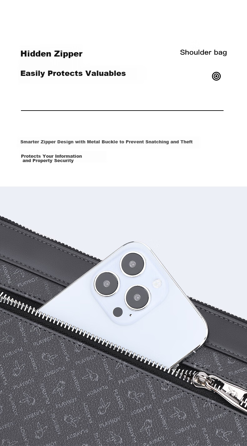 PLAYBOY Men's Large Capacity Clutch Multi-Functional Envelope Business Fashion Bag Birthday Gift for Husband 4