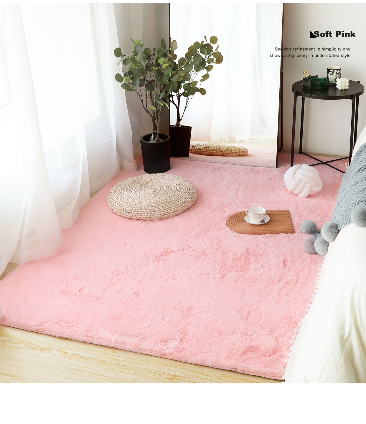 Xinglianxin Bedroom Carpet 2025 New Wash-Free Imitation Rabbit Long Hair Bedside Rug Floor Mat Window Cushion 120*160cm 21