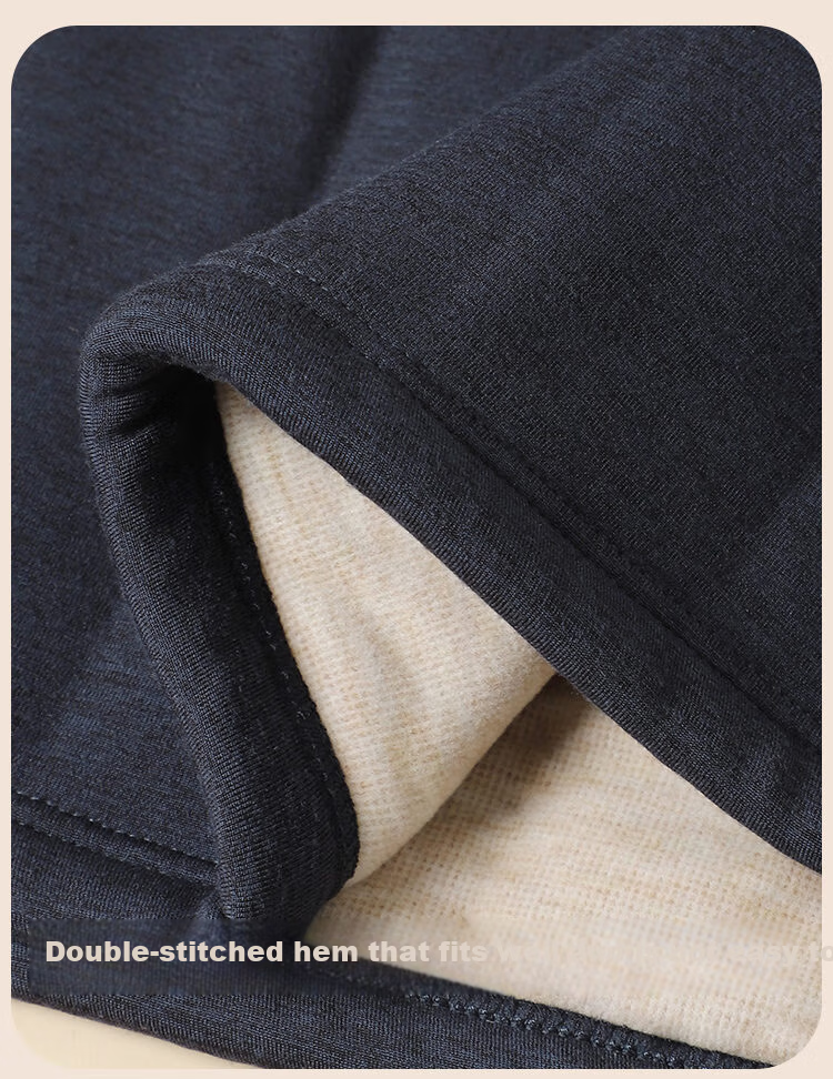 LangSha Thermal Underwear Extra Thick Plus Size Fleece-Lined Men's Wool Cold-Resistant Mid-Neck Thickened Warm Autumn Shirt and Pants Set Winter 17