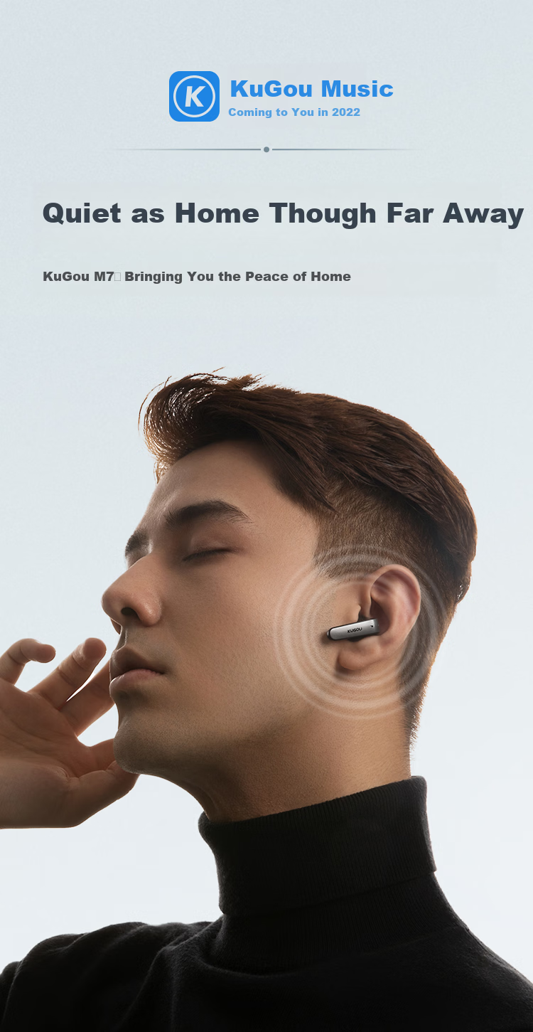 KUGOU [Premium Sound Quality + Powerful Quad-Mic Active Noise Cancellation] Bluetooth 6.0 In-Ear Wireless Earphones Low Latency Pro Music Gaming Long Battery Life Compatible with Huawei Xiaomi M7 1