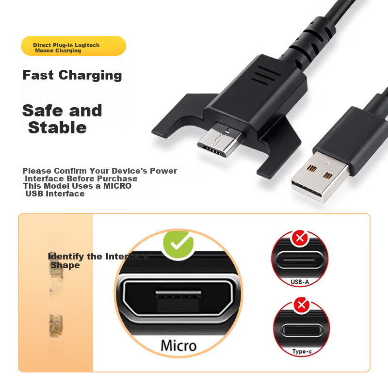 Baking Logitech Mouse Charging Cable Compatible with Original Logitech GPRO G903/G703/G403/GPW/G900 Wireless Mouse Charging Cable GPW 2nd Generation USB Charger