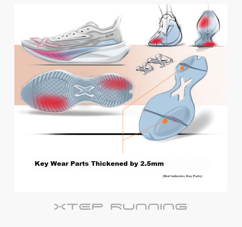XTEP Kids Boys 2000 Kilometers 2nd Generation Upgraded Marathon Running Shoes Sail White/Silver Size 38 6