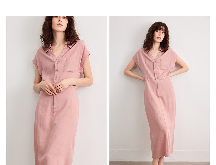Demana Summer Elegant Lace Splice V-Neck Waist-Slimming Slit Mid-Length Dress with Natural Linen 9