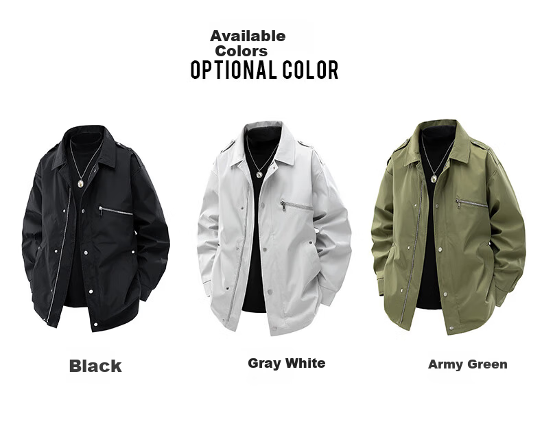 Number One Youth Men's Jacket Spring Autumn New American Style Plus Size Workwear Long Sleeve Shirt Coat Black 3XL 2