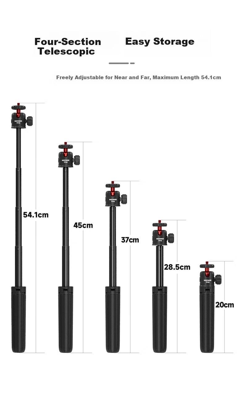 NEEWER Tripod Stand Compatible with DJI Pocket 4/3, Smartphone Selfie Stick, Floor Stand, Osmo Pocket Camera Extension Rod, Handheld Portable Tripod 2