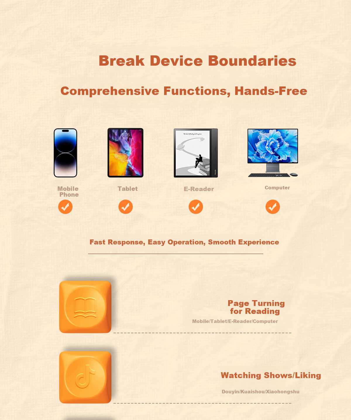Hanlin Yue Free3 Bluetooth Mini Keyboard Page Turner E-Book Reader Page Turner TikTok Video Liking Computer PPT Page Turner Mobile Phone Tablet Accessory Kobo Page Turner Music Switch 8
