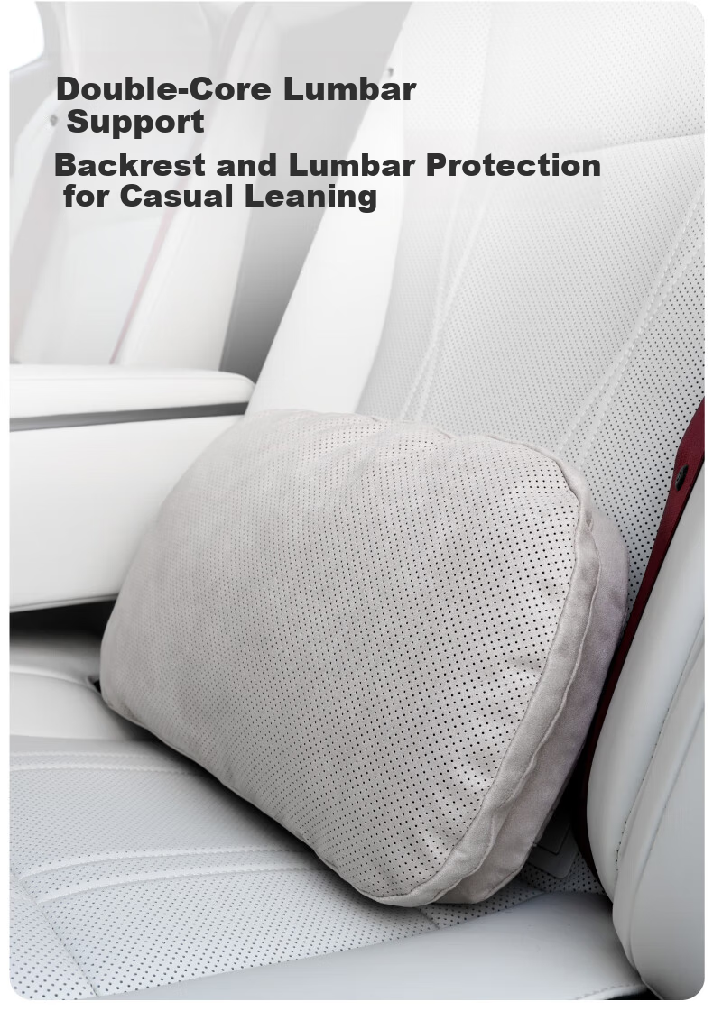 BIMLL Car Lumbar Support Suede Backrest Cushion Office Seat Waist Pillow Double Core Support 9