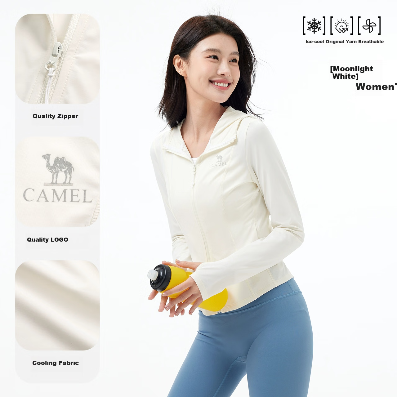 Camel Women's Slim Fit Summer New UV Protection Jacket Cool Breathable Sunscreen Coat