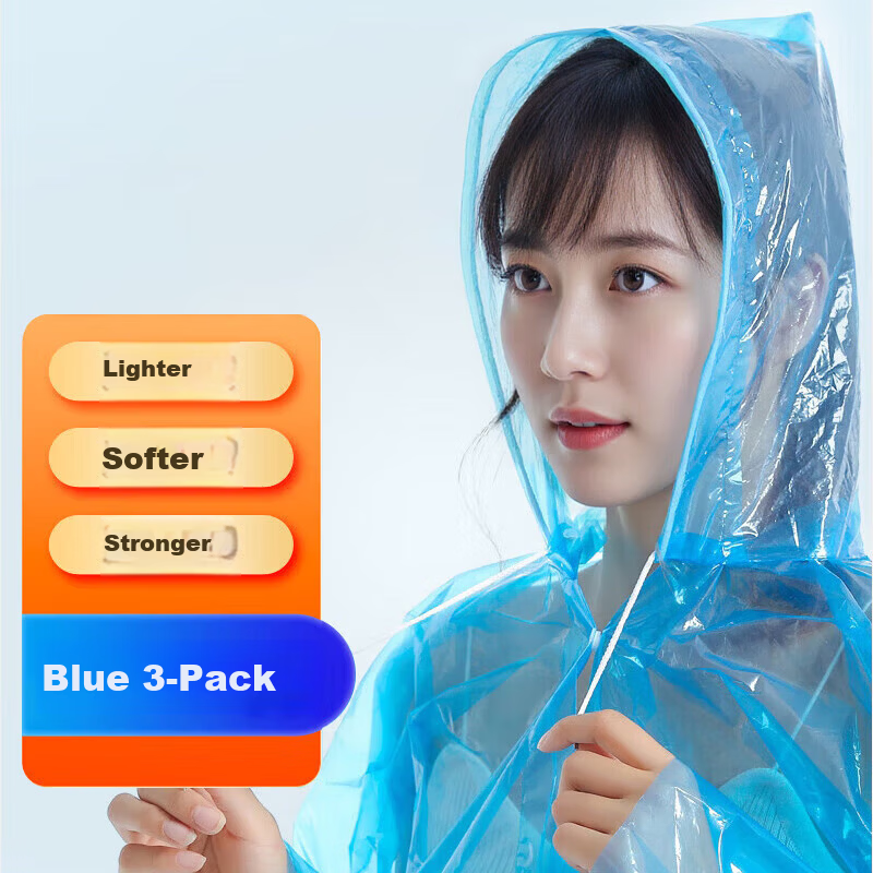 BWNK Disposable Thickened Raincoat Poncho Hiking Rain Gear Unisex 3-Pack Mixed Colors Thickened Snap Button Raincoat Set