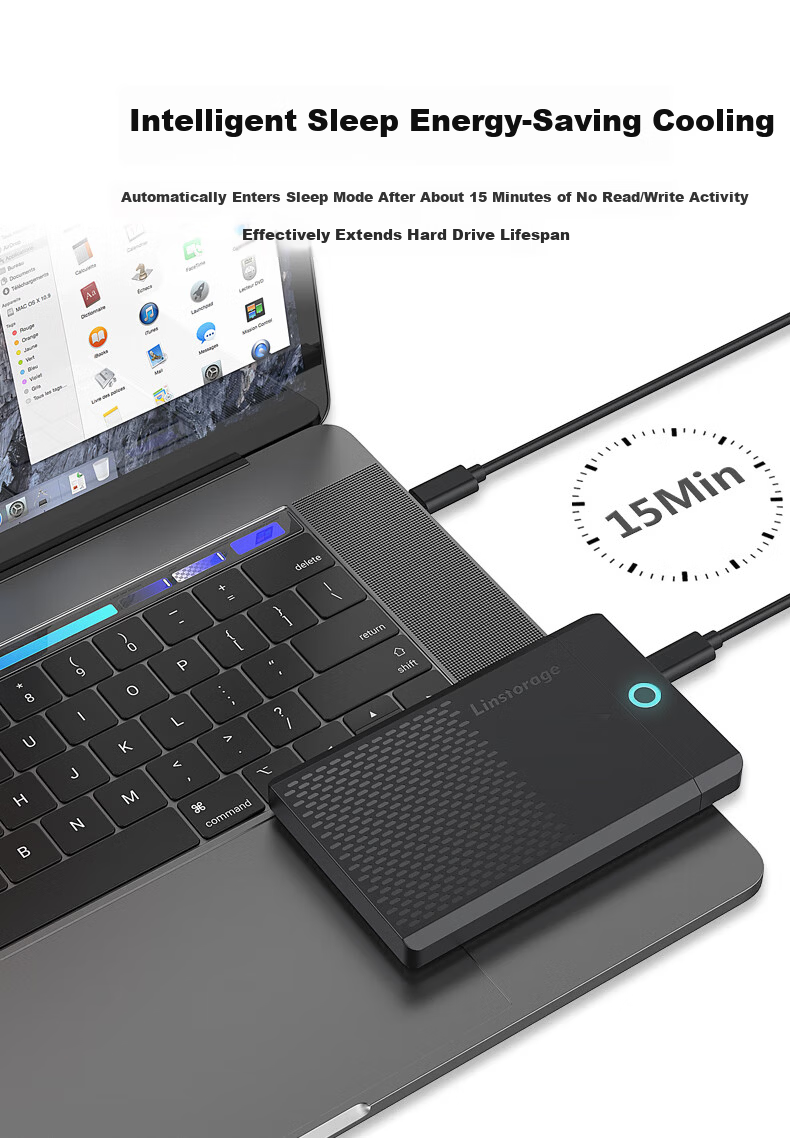 LINSTORAGE RGB Metal 2.5-Inch SATA External Hard Drive Enclosure for Laptops, Mechanical SSD And Solid State Drive, USB External Case 7