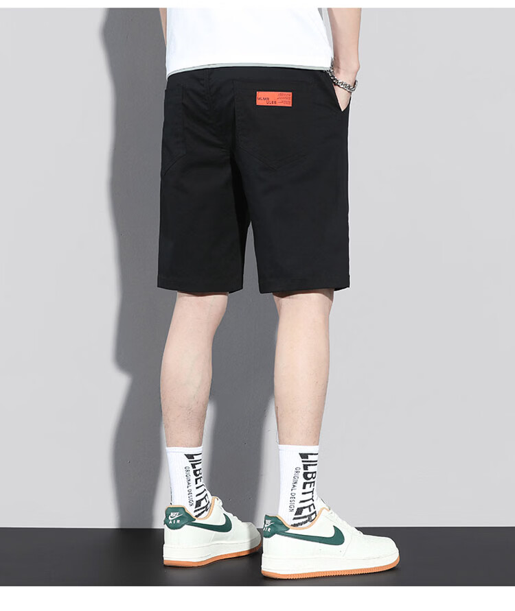 Pierre Cardin Men's Workwear Shorts Summer Casual Straight Cotton Stretch Five-Point Pants Black XL 11