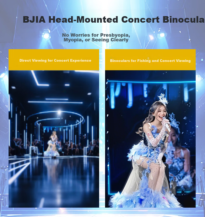 BIJIA Concert Binoculars 10x34 Ultra-Light 66g Low-Light Night Vision 10x Fishing Glasses 4